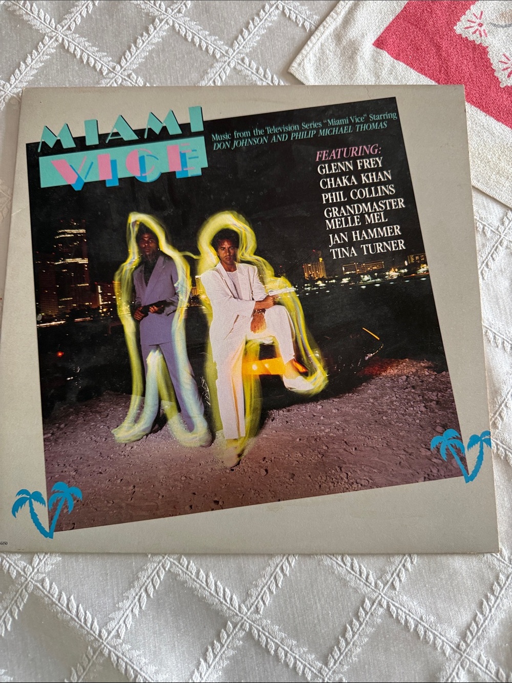 Miami Vice Vinyl Record Album Cover - Neon Accents MCA-6150 TV Series music